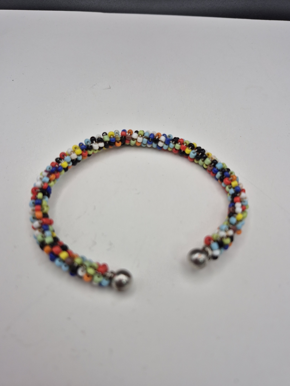 Multicolor Seed Bead Cuff Bracelet by